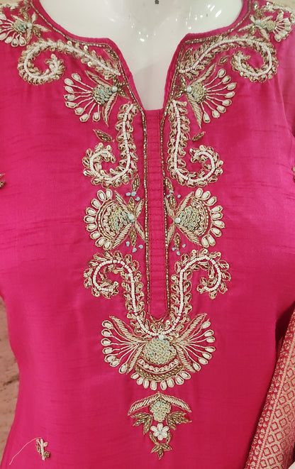 Bright Pink Kurti Pant Set FJ339005
