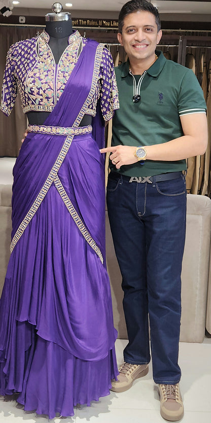 Purple Drape Saree PP21536