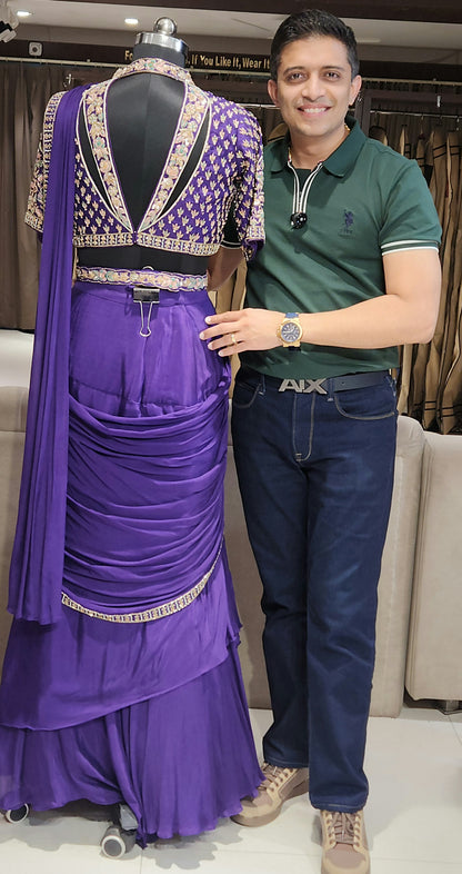 Purple Drape Saree PP21536