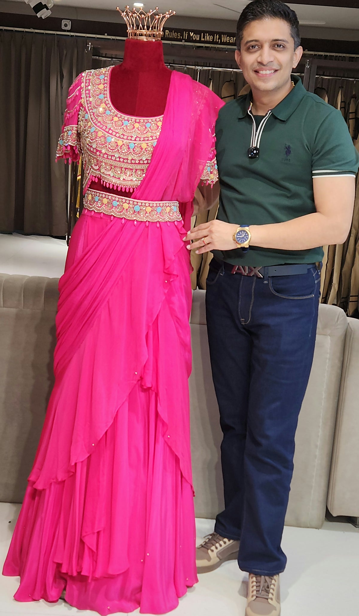 Pink Drape Saree PPK21576