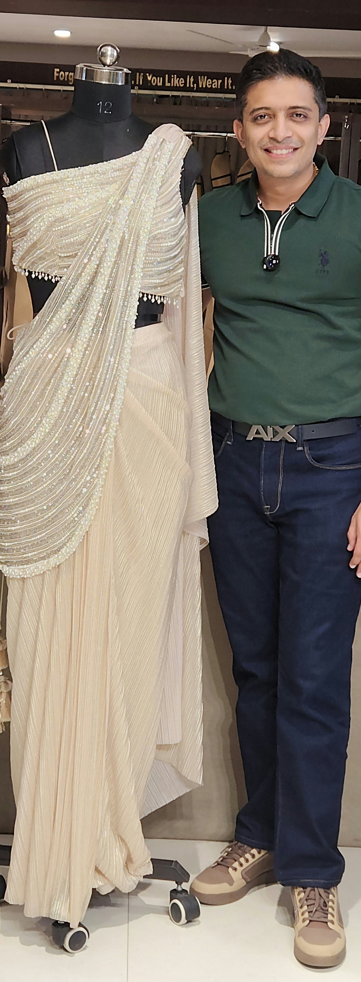 Peach Drape Saree MSM3004