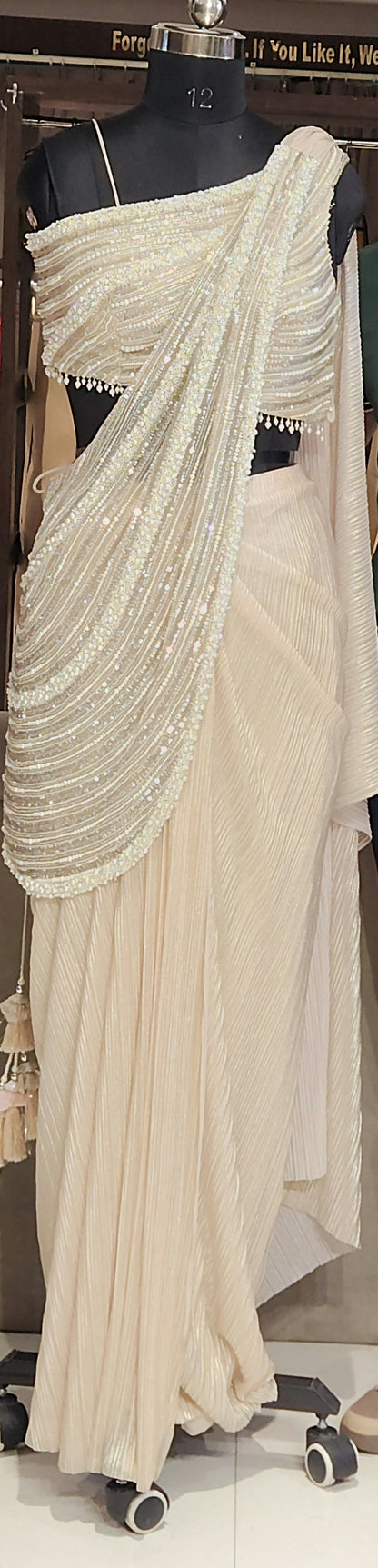 Peach Drape Saree MSM3004
