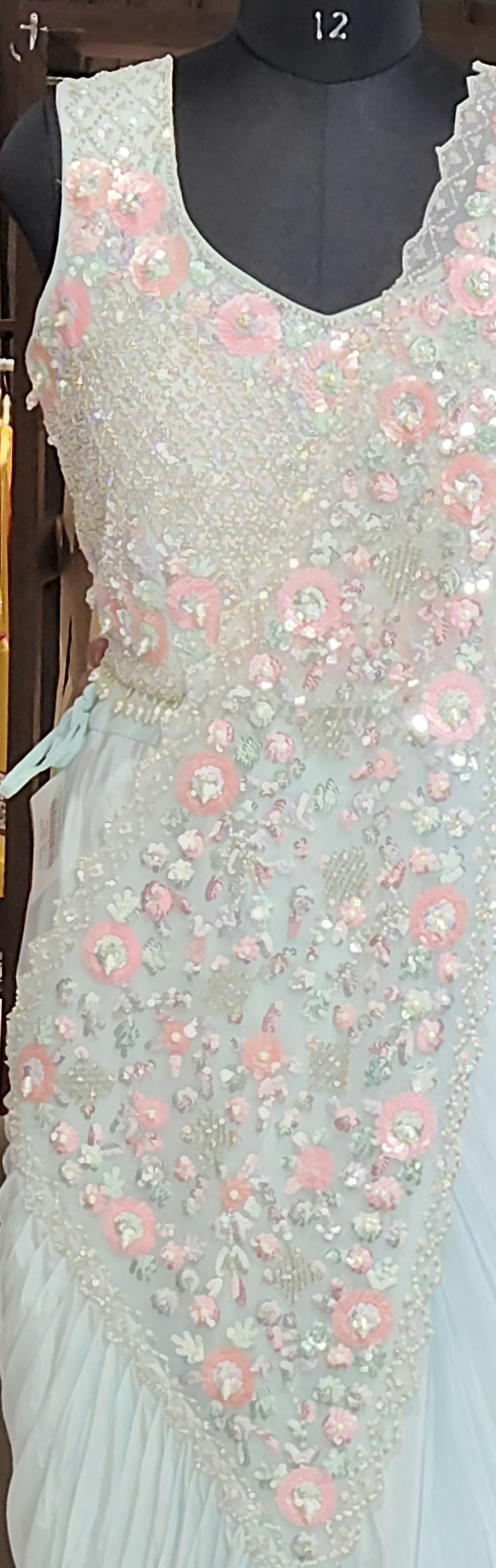 Light Blue Drape Saree KDM7648