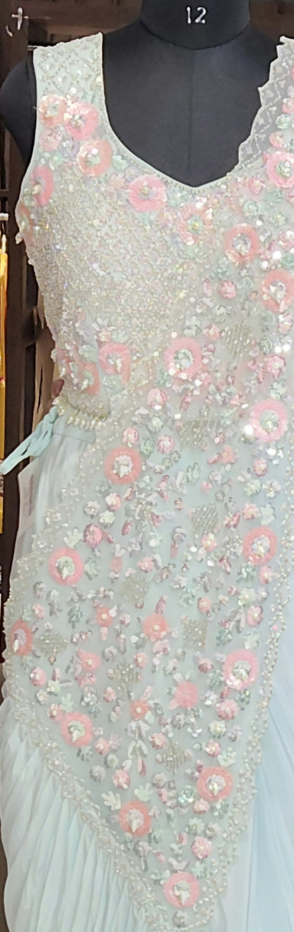 Light Blue Drape Saree KDM7648