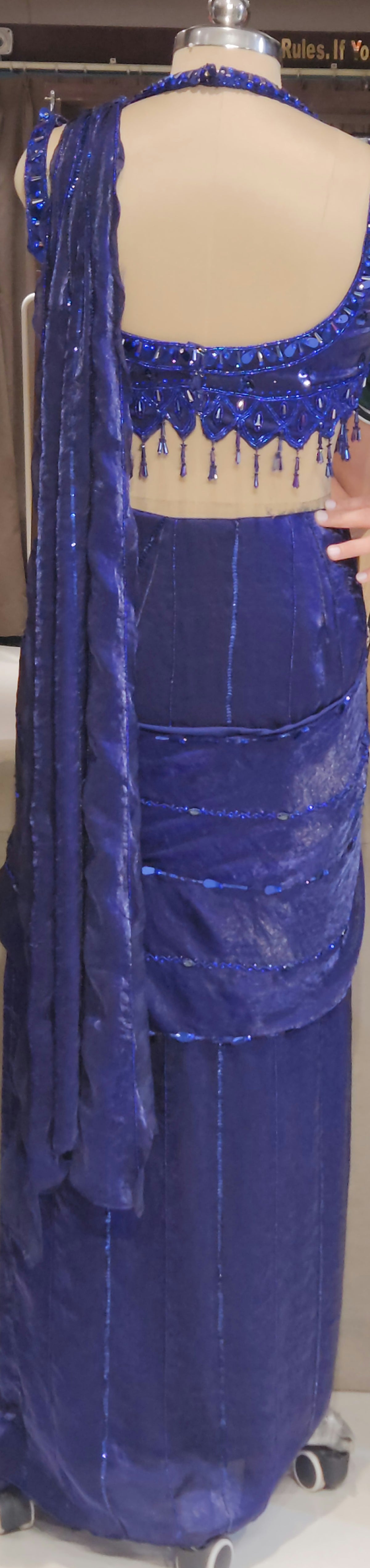Blue Drape Saree AF1710