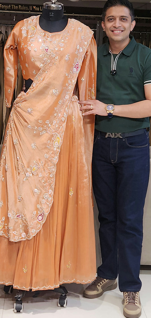 Orange Drape Saree SCK118/1