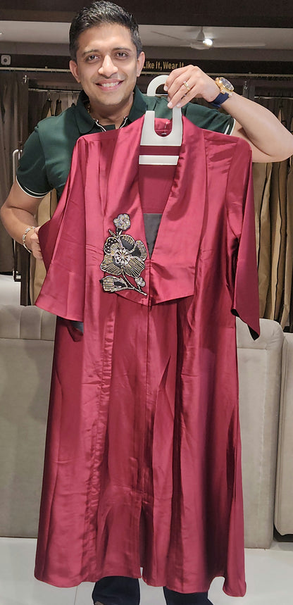 Maroon Midi Dress SMK3383