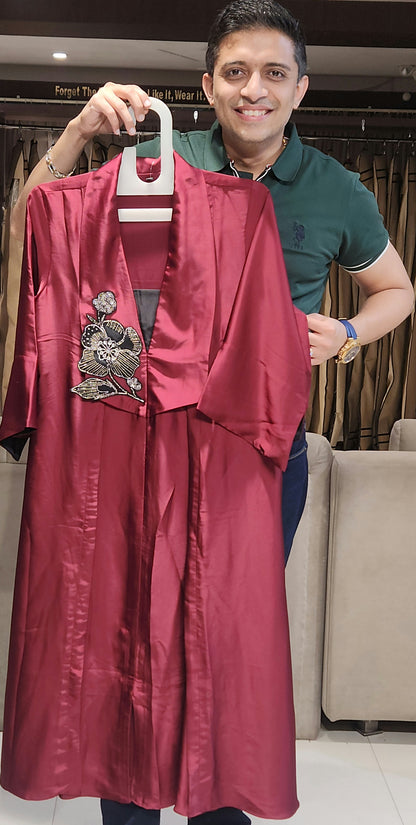 Maroon Midi Dress SMK3383