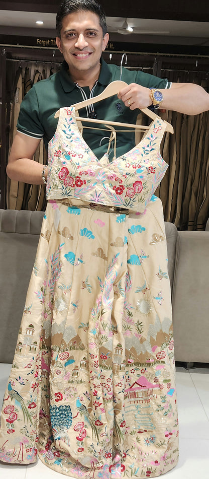 Beige Crop Top Skirt DCD570/1023