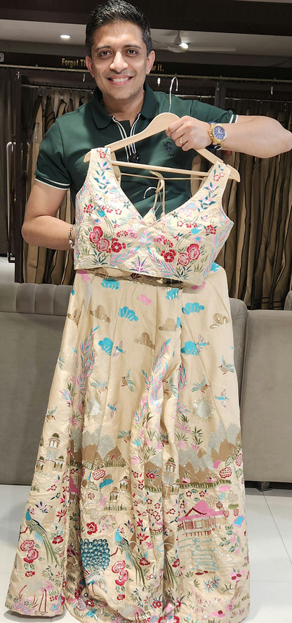 Beige Crop Top Skirt DCD570/1023