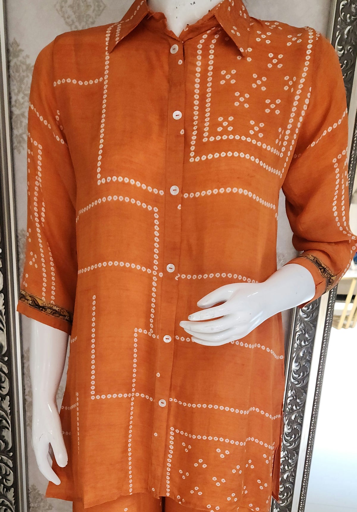 Orange Bandhej Co ord Set OM6964
