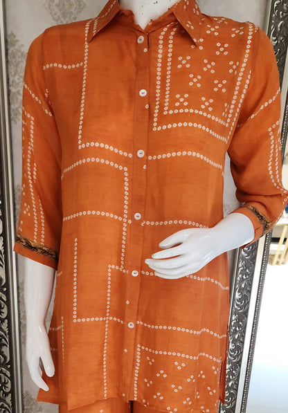 Orange Bandhej Co ord Set OM6964