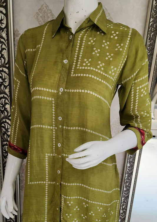 Green Bandhej Co Ord Sets OM6964