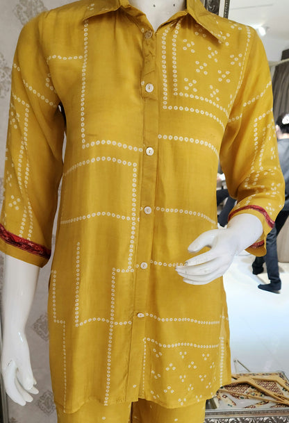 Yellow Bandhej Co ord Set OM6964