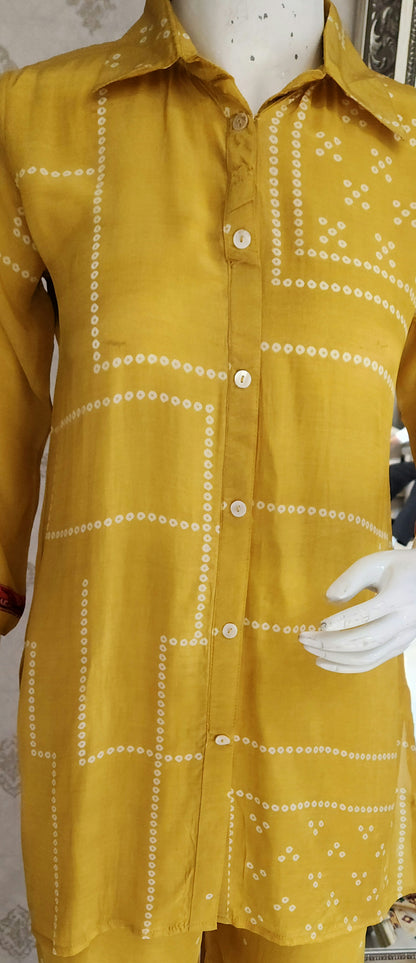 Yellow Bandhej Co ord Set OM6964