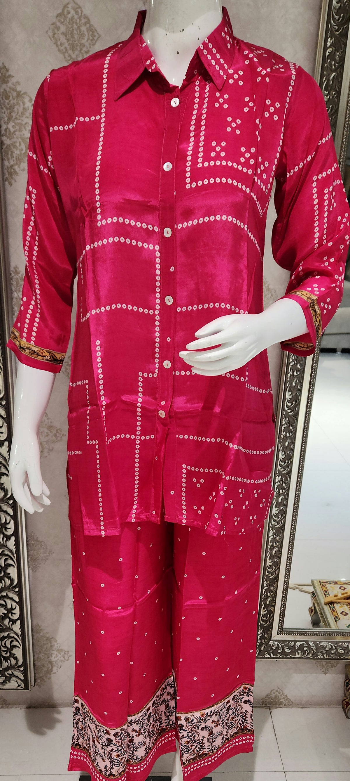 Pink Bandhej Co ord Set OM6964