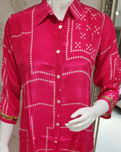 Pink Bandhej Co ord Set OM6964