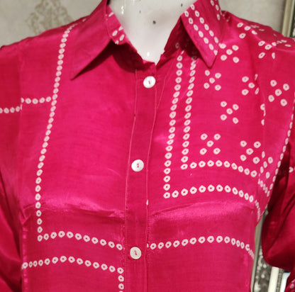 Pink Bandhej Co ord Set OM6964