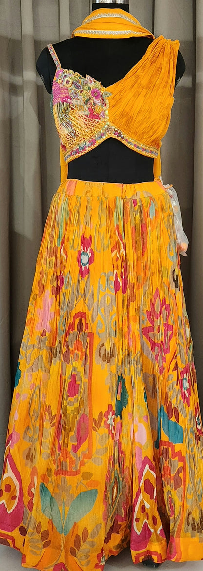 Orange Crop Top Skirt YM4543