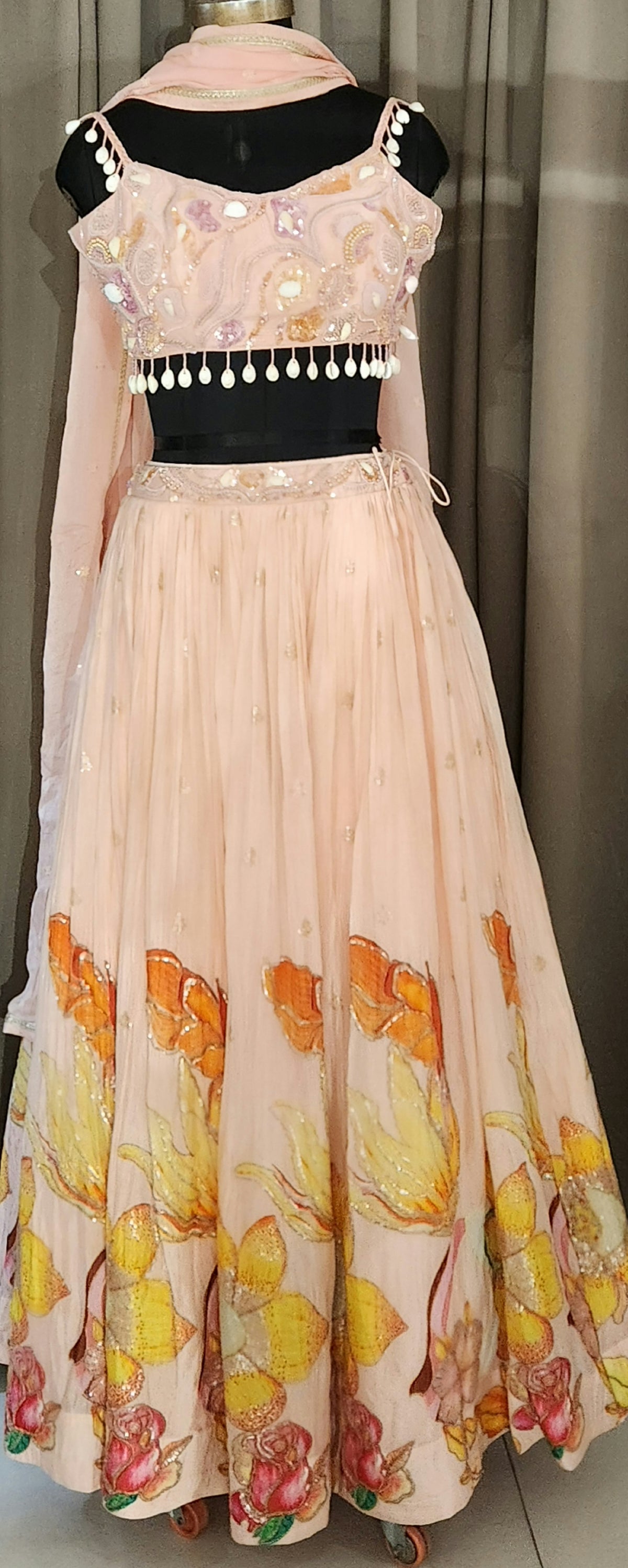 Peach Crop Top Skirt YM3826