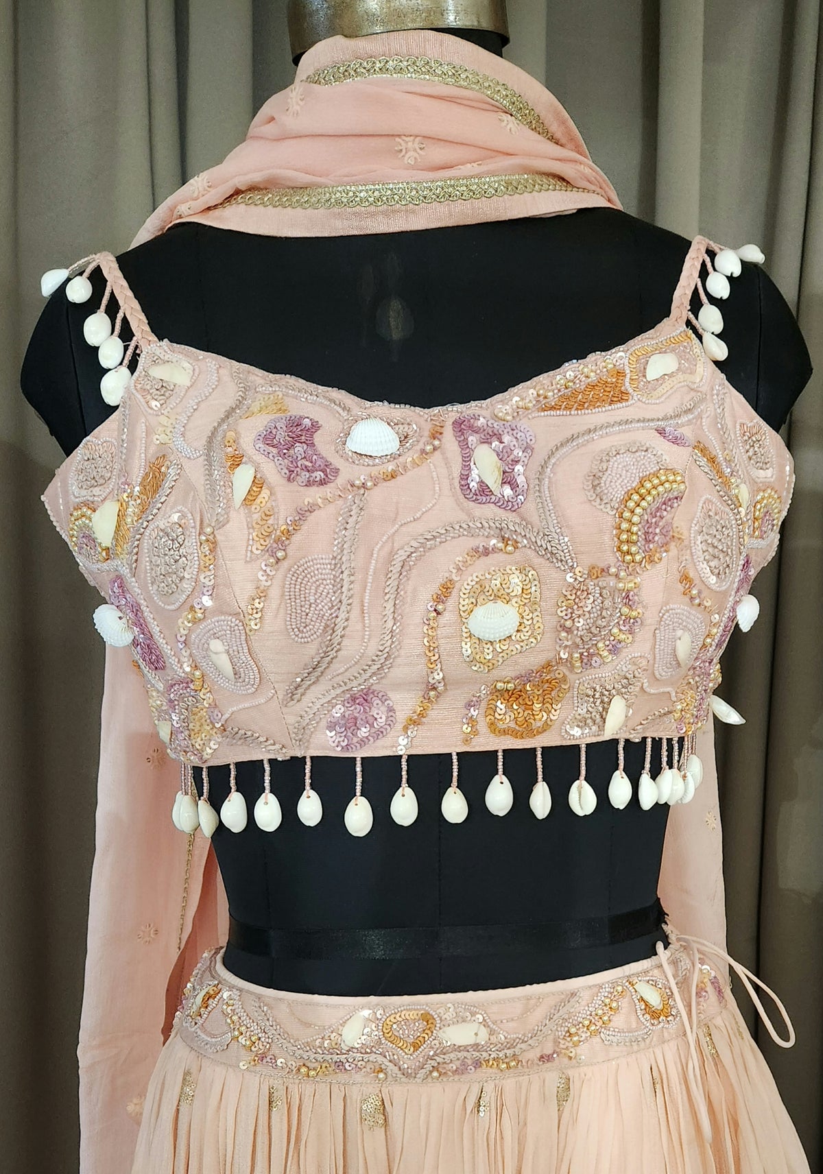 Peach Crop Top Skirt YM3826