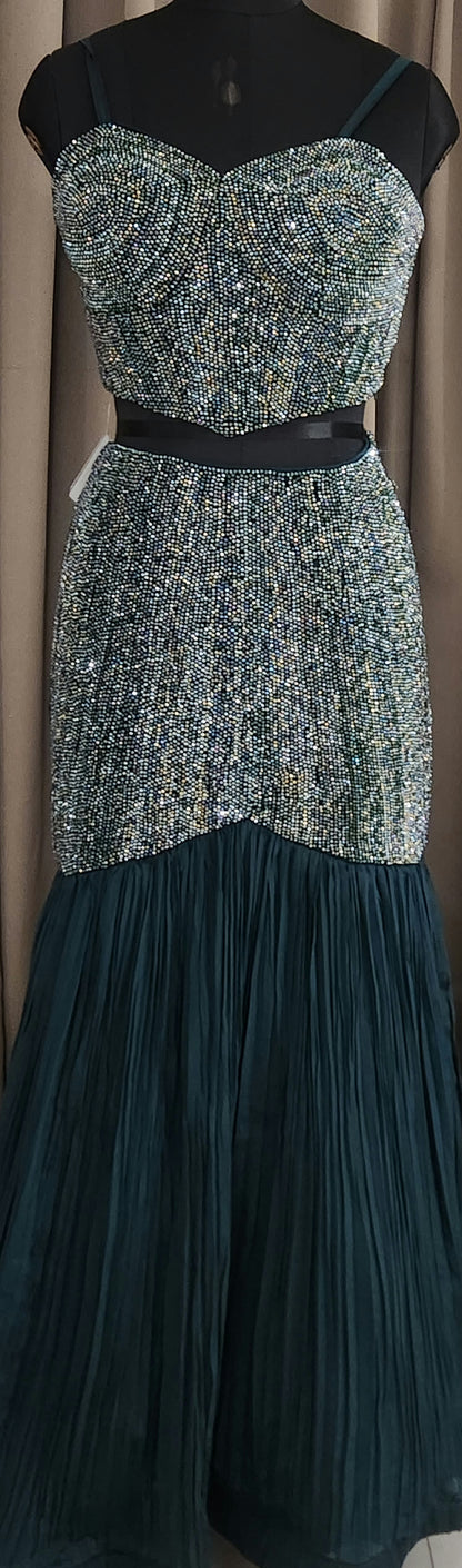Green Crop Top Skirt AFRT10