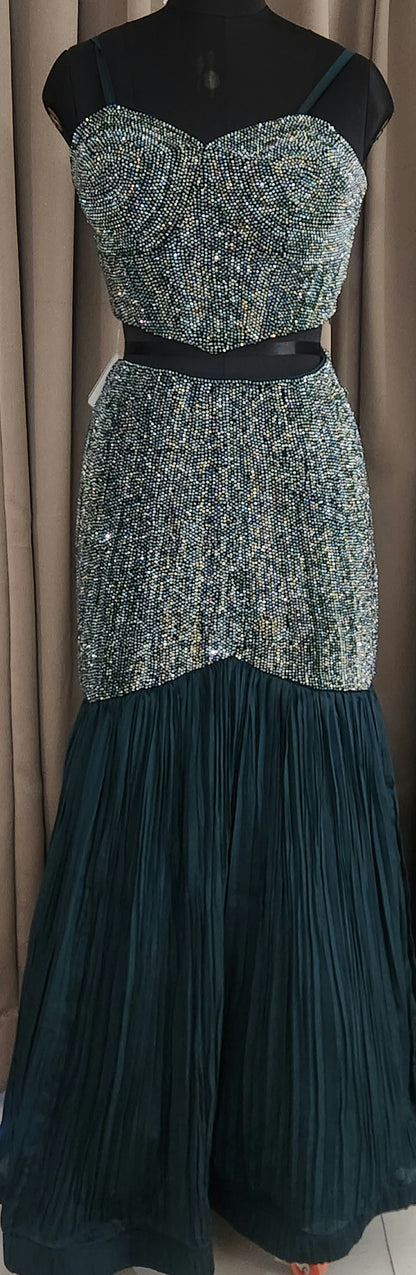 Green Crop Top Skirt AFRT10