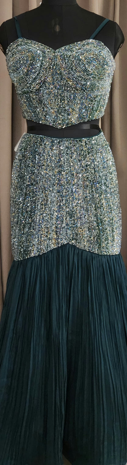 Green Crop Top Skirt AFRT10