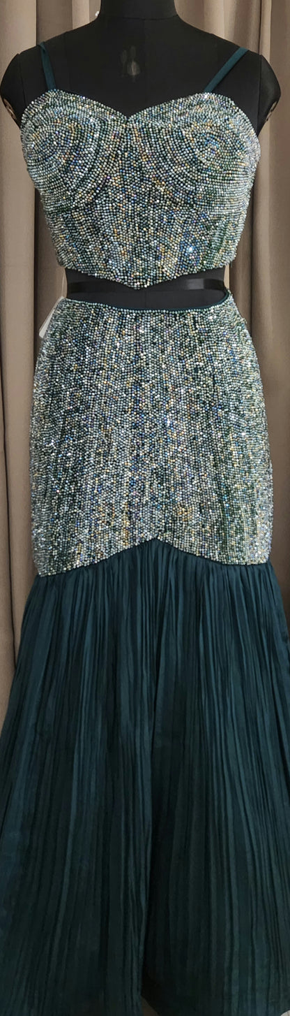 Green Crop Top Skirt AFRT10