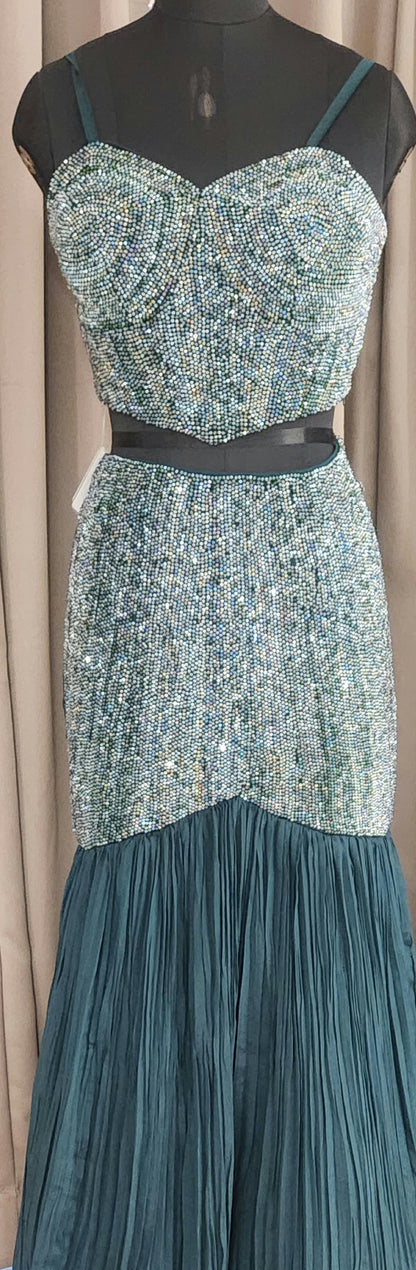 Green Crop Top Skirt AFRT10