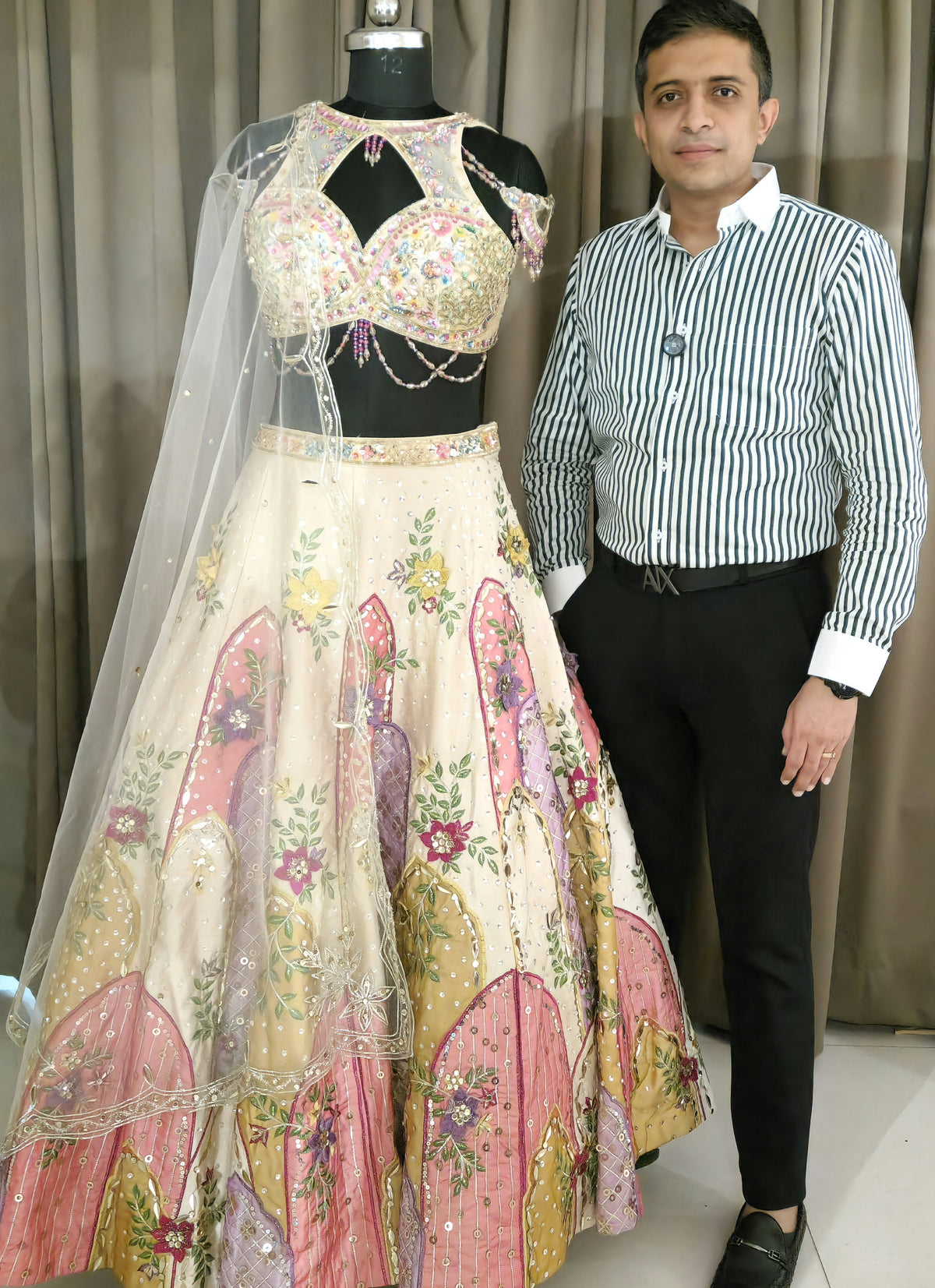 Cream Lehenga AfBS613