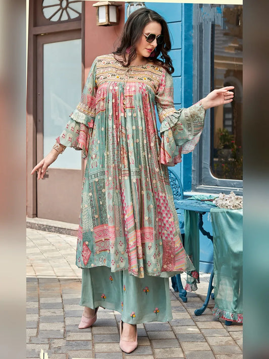 PISTA GREEN KURTI PLAZO