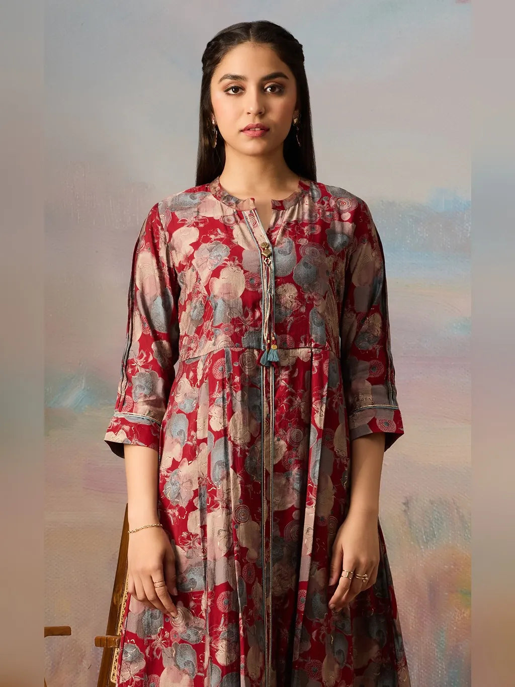 MAROON KURTI PANT SET