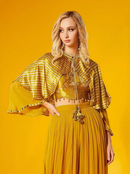 YELLOW PLAZO CROP TOP
