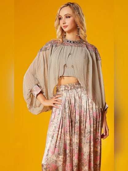 GREY PLAZO CROP TOP