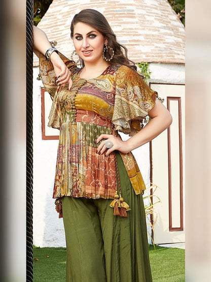 GREEN PLAZO SUIT