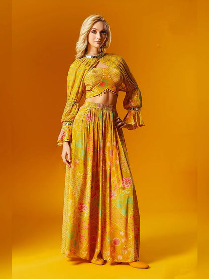 YELLOW PLAZO CROP TOP
