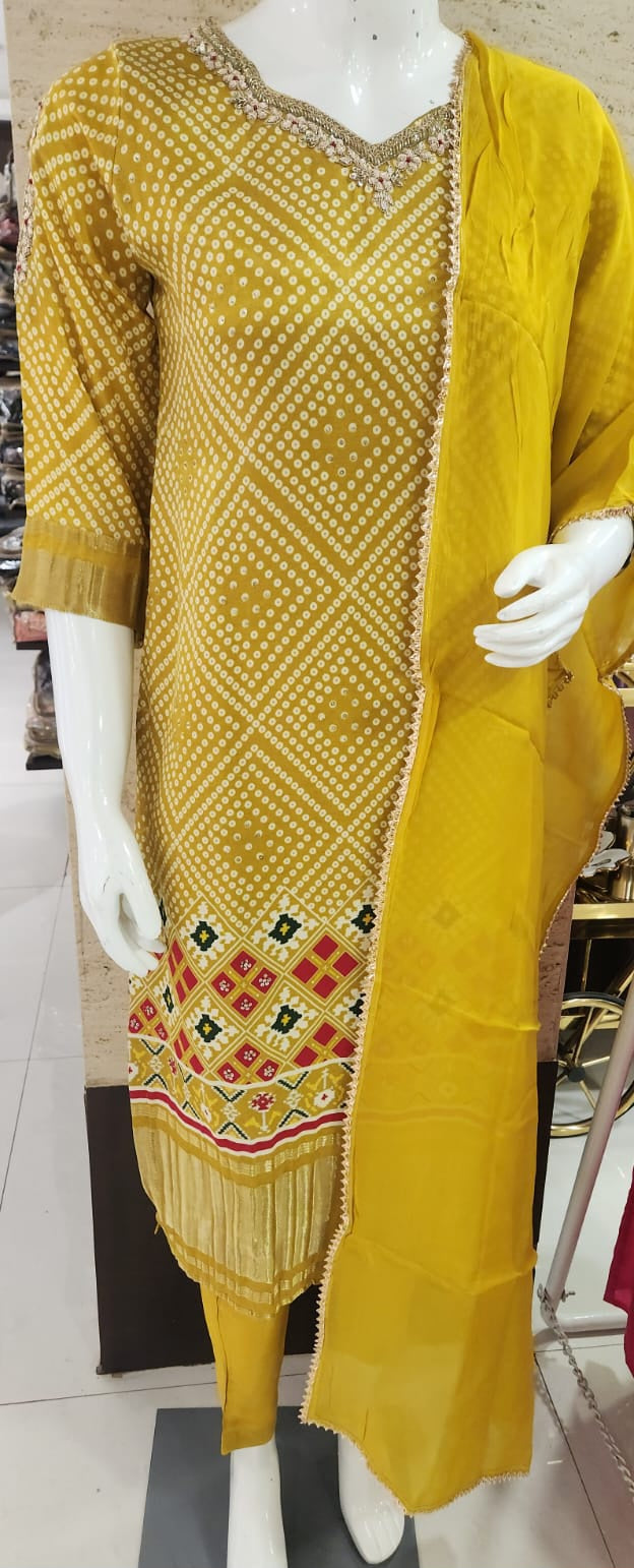 Yellow Kurti Pant Set RFJ21