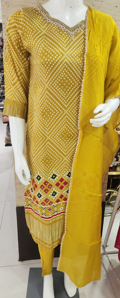 Yellow Kurti Pant Set RFJ21