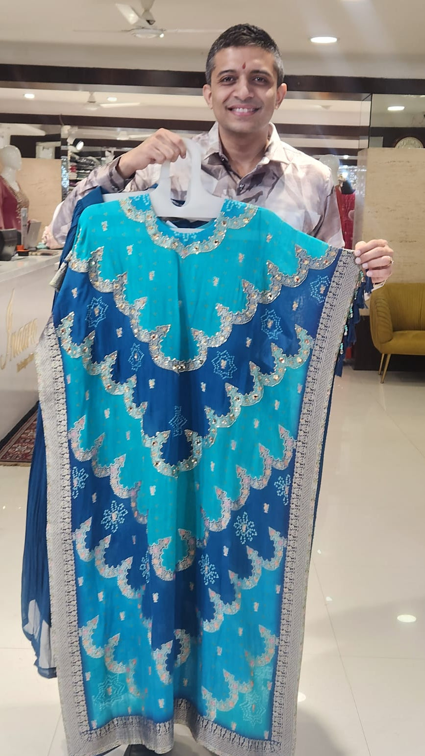 Blue Kaftan Suit NFS203