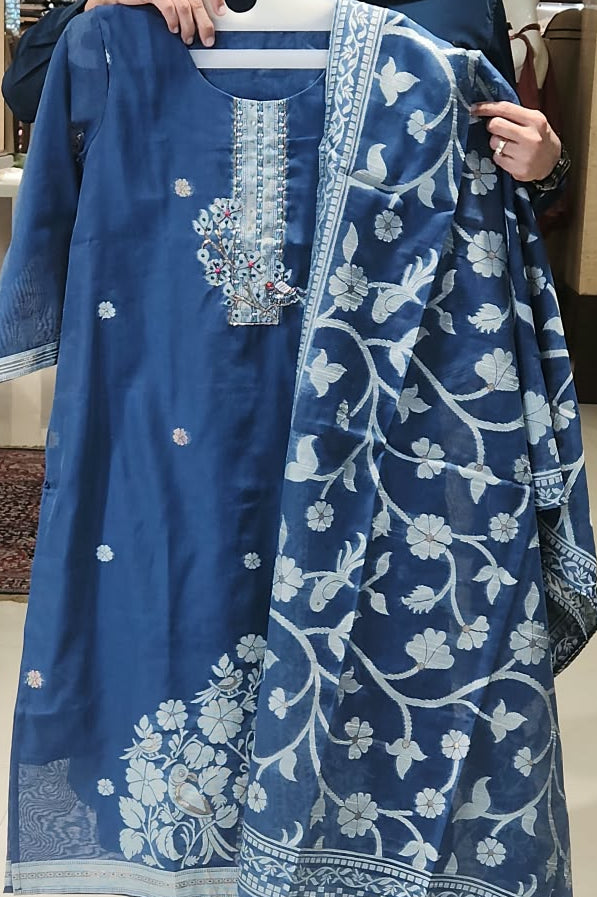 Blue Kurti Pant Set PGM30580