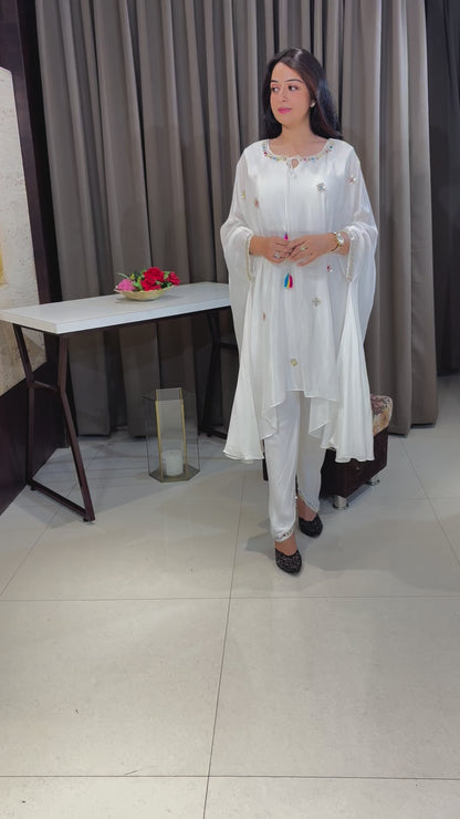 WHITE PLAZO SUIT